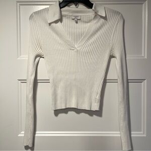 Cabana by Crown Ivy White Ribbed V-Neck Top